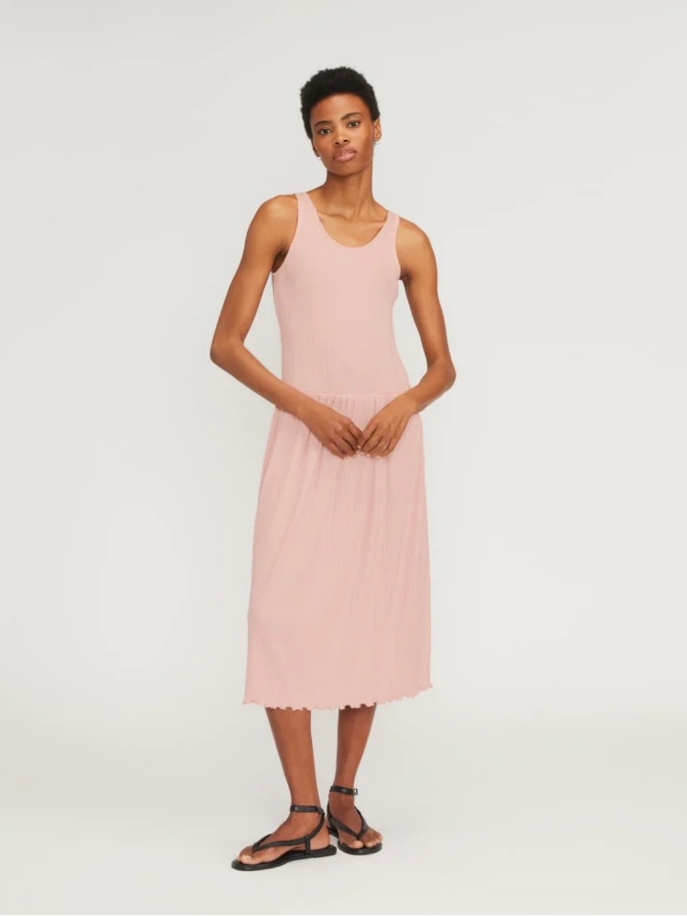 Everlane NWT The Rib Soft Knot Scoop-Neck Dress in Pink Size Small